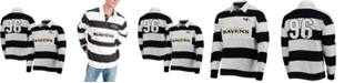 Tommy Hilfiger Men's Black and White Baltimore Ravens Varsity Stripe Rugby Long Sleeve Polo Shirt